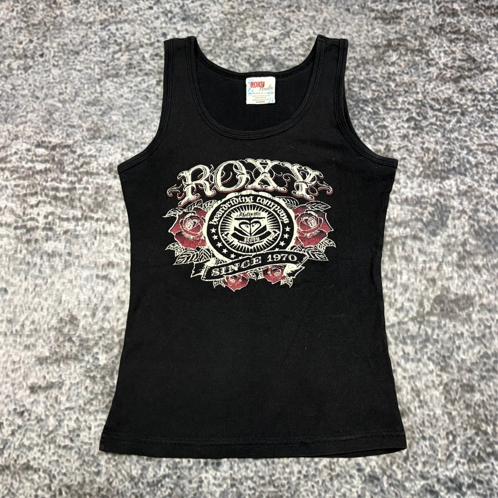 Roxy Paradise Tank Top Womens XL Black Y2K Surf Summer Spring